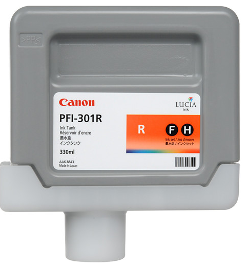 Canon PFI-301R Red Ink Tank (330ml) for imagePROGRAF iPF8000, iPF8100, iPF9000, iPF9100 - 1492B001AA