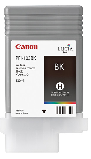 Canon PFI-103BK Black Ink Tank (130ml) for imagePROGRAF iPF5000, iPF5100, iPF6100, iPF6200, iPF6200S (LIMITED STOCK AVAILABLE) - 2212B001AA