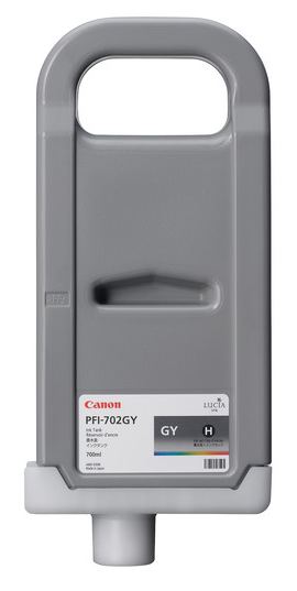 Canon PFI-702PGY Photo Gray Ink Tank (700ml) for imagePROGRAF iPF8100, iPF9100 - 2222B001AA