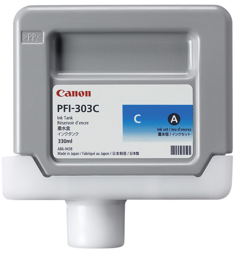 Canon PFI-303C Cyan Ink Tank (330ml) for imagePROGRAF iPF810, iPF810 PRO, iPF815, iPF815 MFP, iPF815 MFP M40, iPF820, iPF820 PRO, iPF825, IPF825 MFP, iPF825 MFP M40 - 2959B001AA