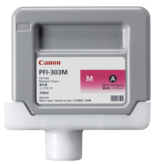 Canon PFI-303M Magenta Ink Tank (330ml) for imagePROGRAF iPF810, iPF810 PRO, iPF815, IPF815 MFP, iPF815 MFP M40, iPF820, iPF820 PRO, iPF825, iPF825 MFP, iPF825 MFP M40 - 2960B001