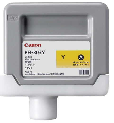 Canon PFI-303Y Yellow Ink Tank (330ml) for imagePROGRAF iPF810, iPF810 PRO, iPF815, iPF815 MFP, iPF815 MFP M40, iPF820, iPF820 PRO, iPF825, iPF825 MFP, iPF825 MFP M40 - 2961B001