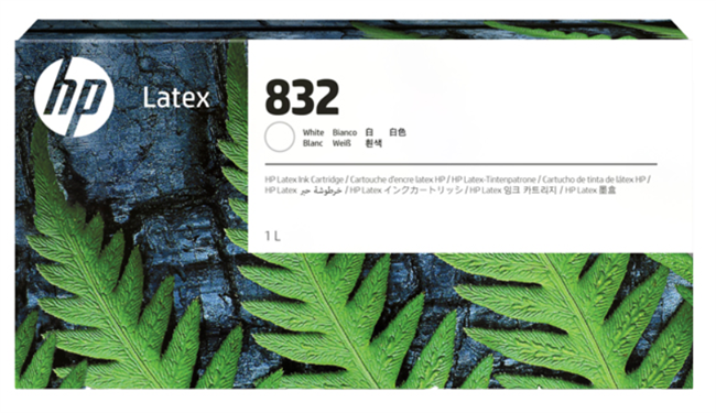 HP 832 1-Liter White Latex Ink Cartridge for Latex 630 W, 700 W, 730 W - 4UV29A