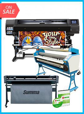 COMPLETE SOLUTION - Plotter HP Latex 560 - Recertified (90 Days Warranty) + SummaCut D160 64 in (160 cm) vinyl and contour cutting – New + Upgraded Ving 63&quot; Full-auto Low Temp. Wide Format Cold Laminator, with Heat Assisted + Includes Flexi RIP Software