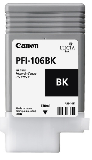 Canon PFI-106BK Black Ink Tank (130ml) for imagePROGRAF iPF6300, iPF6300S, iPF6350, iPF6400, iPF6400S, iPF6450 - 6621B001AA