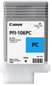Canon PFI-106PC Photo Cyan Ink Tank (130ml) for imagePROGRAF iPF6300, iPF6300S, iPF6350, iPF6400, iPF6400S, iPF6450 - 6625B001AA