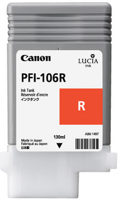 Canon PFI-106R Red Ink Tank (130ml) for imagePROGRAF iPF6300, iPF6300S, iPF6350, iPF6400, iPF6450 - 6627B001AA