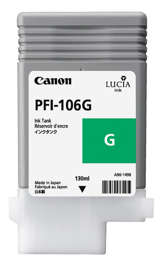 Canon PFI-106G Green Ink Tank (130ml) for iPF6400, iPF6450, iPF6300, iPF6300S, iPF6350 - 6628B001AA