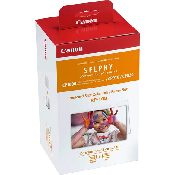 Canon RP-108 High-Capacity Color Ink/Paper Set for SELPHY CP910 Printer - 8568B001