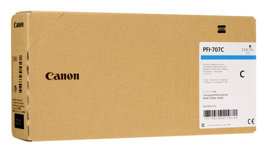 Canon PFI-707C Cyan Ink Cartridge (700mL) for imagePROGRAF iPF830, iPF840, iPF850 - 9822B001AA