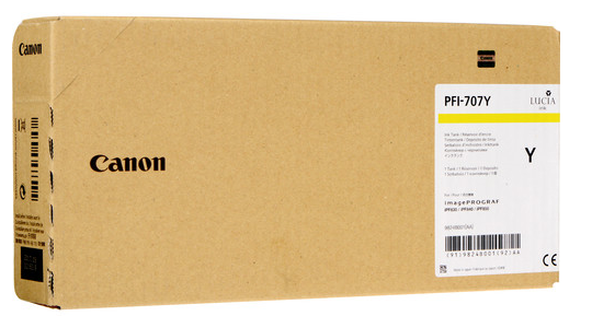 Canon PFI-707Y Yellow Ink Cartridge (770mL) for imagePROGRAF iPF830, iPF840, iPF850 - 9824B001AA