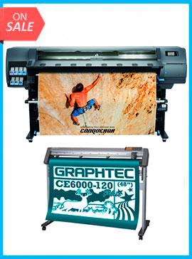 BUNDLE - Plotter HP Latex 335 64&quot;  - Recertified - (90 Days Warranty) + GRAPHTEC CUTTER CE6000-120 48&quot; Cutter - New