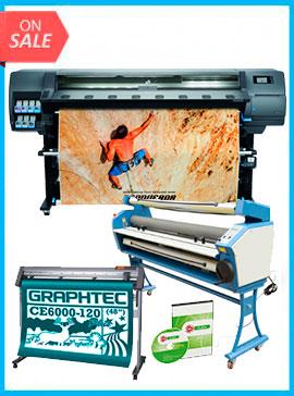 COMPLETE SOLUTION - Plotter HP Latex 335 64&quot; - Recertified - (90 Days Warranty) + GRAPHTEC CUTTER CE6000-120 48&quot; Cutter - New + Upgraded Ving 63&quot; Full-auto Low Temp. Wide Format Cold Laminator, with Heat Assisted + Includes Flexi RIP Software