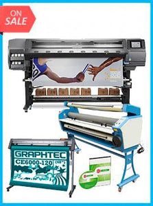 COMPLETE SOLUTION - Plotter HP Latex 370 64" - Recertified - (90 Days Warranty) + GRAPHTEC CUTTER CE6000-120 48" Cutter - New + Upgraded Ving 63" Full-auto Low Temp. Wide Format Cold Laminator, with Heat Assisted + Includes Flexi RIP Software