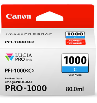 Canon PFI-1000 Cyan Ink Tank 80ml for imagePROGRAF PRO-1000 - 0547C002AA
