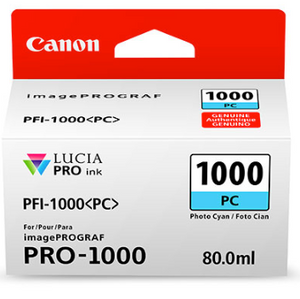 Canon PFI-1000 Photo Cyan Ink Tank 80ml for imagePROGRAF PRO-1000 - 0550C002AA
