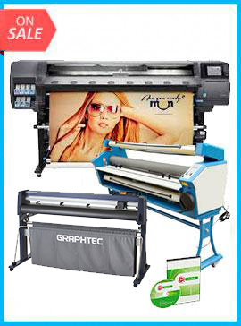 COMPLETE SOLUTION - Plotter HP Latex 360 - Recertified (90 Days Warranty) + GRAPHTEC CUTTER FC9000-160 64&quot; (162.6 cm) Wide Cutter - New + Upgraded Ving 63&quot; Full-auto Low Temp. Wide Format Cold Laminator, with Heat Assisted + Includes Flexi RIP Software