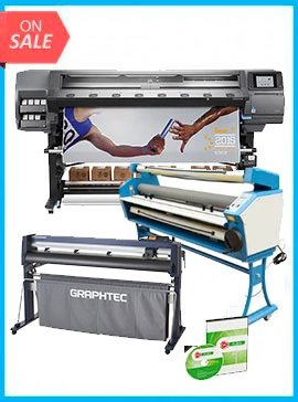 COMPLETE SOLUTION - Plotter HP Latex 370 - Recertified (90 Days Warranty) + GRAPHTEC CUTTER FC9000-160 64&quot; (162.6 cm) Wide Cutter - New + Upgraded Ving 63&quot; Full-auto Low Temp. Wide Format Cold Laminator, with Heat Assisted + Includes Flexi RIP Software
