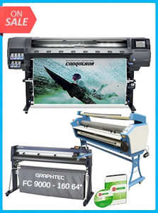 HP Latex 365 Printer (V8L39A) - New + GRAPHTEC FC9000-160 64" (162.6 CM) WIDE CUTTER - NEW + UPGRADED VING 63" FULL-AUTO LOW TEMP. WIDE FORMAT COLD LAMINATOR, WITH HEAT ASSISTED + FLEXI RIP SOFTWARE