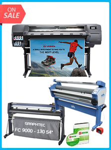 HP Latex 115 - NEW + GRAPHTEC FC9000-140 54" (137.2 CM) WIDE CUTTER - NEW + 55IN FULL-AUTO WIDE FORMAT COLD LAMINATOR, WITH HEAT ASSISTED + FLEXI RIP SOFTWARE