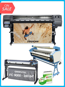 HP Latex 335 Printer (V8L39A) - New  + GRAPHTEC FC9000-160 64" (162.6 CM) WIDE CUTTER - NEW + UPGRADED VING 63" FULL-AUTO LOW TEMP. WIDE FORMAT COLD LAMINATOR, WITH HEAT ASSISTED + FLEXI RIP SOFTWARE