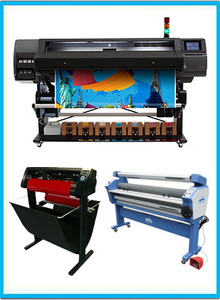 HP Latex 570 64" - Refurbished + 53" 3 ARMS CONTOUR CUT VINYL CUTTER W/ VINYLMASTER CUT SOFTWARE + 55IN FULL-AUTO WIDE FORMAT COLD LAMINATOR, WITH HEAT ASSISTED