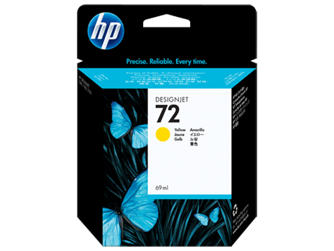 HP 72 Yellow Ink Cartridge for DesignJet T610, T620, T770, T790, T1300, T1100, T1120, T1120, T1200 - C9400A
