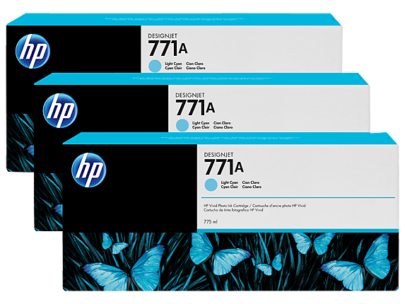 HP 771 3-pack 775-ml Ink Cartridge Lt Cyan - B6Y44A
