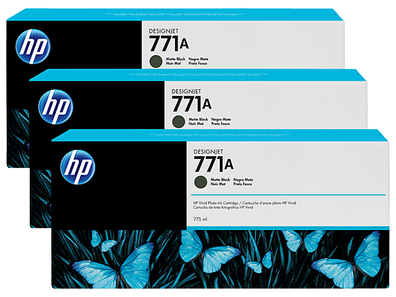 HP 771 3-pack 775-ml Ink Cartridge Matte Black - B6Y39A