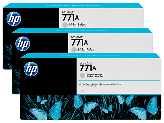 HP 771A 3-pack 775-ml Ink Cartridge Light Gray - B6Y46A