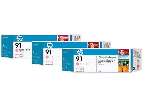 HP 91 3-pack Light Magenta DesignJet Pigment Ink Cartridges - C9487A