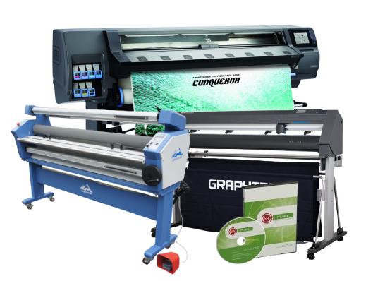 COMPLETE SOLUTION - Plotter HP Latex 365 64&quot; - Refurbished - (1 Year Warranty) + GRAPHTEC CUTTER CE7000-130 50&quot; Cutter - New + Upgraded Ving 63&quot; Full-auto Low Temp. Wide Format Cold Laminator, with Heat Assisted + Includes Flexi RIP Software