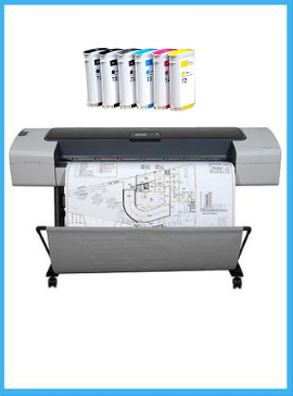 HP Designjet T1100 44-inch Printer - Recertified - (90 days Warranty) + Starter Supplies