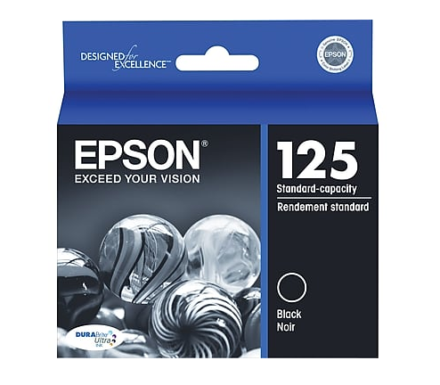 Epson 125 DuraBrite Ultra Ink Black for Stylus NX125, NX127, NX130, NX230, NX420, NX530, NX625 and WorkForce 320, 323, 325, 520 - T125120S