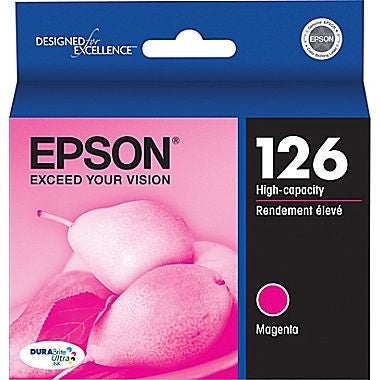 Epson 126 DuraBrite Ultra Ink High Capacity Magenta for Workforce 60, 435, 520, 545, 630, 633, 635, 645, 840, 845, WF-3520, WF-3540, WF-7010, WF-7510, WF-7520 and Stylus NX330, NX430 - T126320