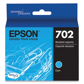 Epson T702 DURABrite Ultra Standard Capacity Cyan Ink Cartridge for WorkForce Pro WF-3720, WF-3733, WF-3730 - T702220S