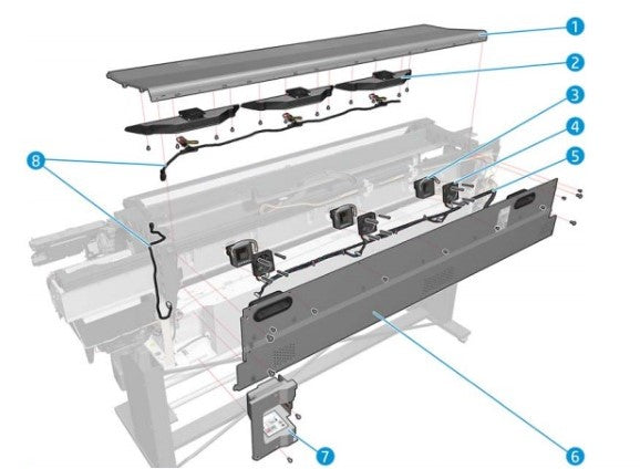 Top cover fans cable assembly B4H69-67018 for HP LATEX 330-360