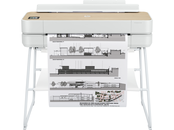 HP DesignJet Studio Wood Large Format Wireless Plotter Printer - 24", with High-Tech Wood Design (5HB12A)