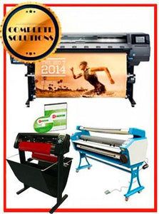 COMPLETE SOLUTION - Plotter HP Latex 360 - Refurbished - (1 Year Warranty) + 55" Full-Auto Low Temp. Cold Laminator, With Heat Assisted - New + 53" 3 ARMS Contour Cut Vinyl Cutter w/ VinylMaster Cut Software - New -  Includes Flexi RIP Software