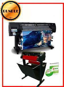 BUNDLE - Plotter HP L26500 61" (Latex 260) - Recertified - With Starter Supplies (2 Years Extended Warranty) + 53" 3 ARMS Contour Cut Vinyl Cutter w/ VinylMaster Cut Software - New (1 Year Factory Warranty) + 1 Year Flexi Rip Software