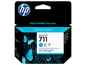 HP 711 3-PACK Cyan 29-ml ink cartridges for DesignJet T120, T520 - CZ134A